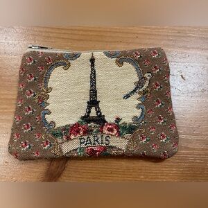 Notavailable brand vintage hand made/crafted wool embroidered Paris change pouch